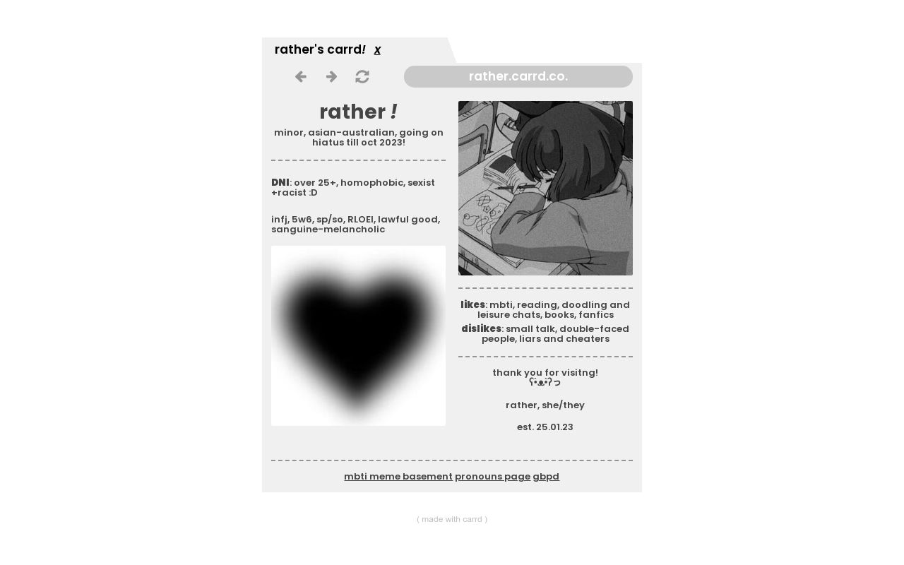 Carrd profile picture for @rather